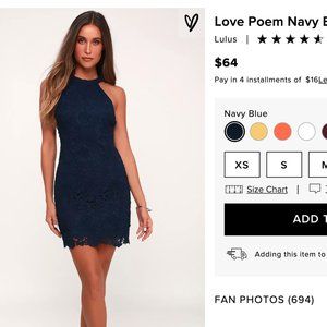 LULUS: Navy blue lace mini dress